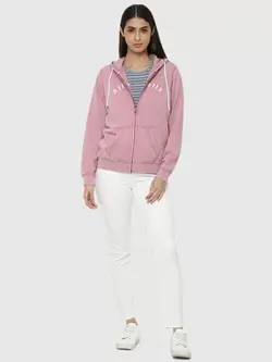 سویشرت رنگ صورتی نوشته دار آلن سولی