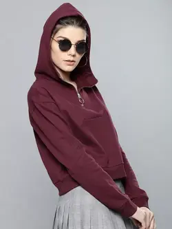 سویشرت شرابی رنگ زیپ دار هارپا