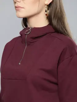 سویشرت شرابی رنگ زیپ دار هارپا