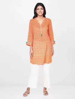 تونیک نارنجی طرح دار گلوبال دسی