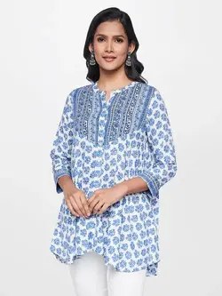 تونیک آبی سفید رنگ طرح دار آی تی اس ای