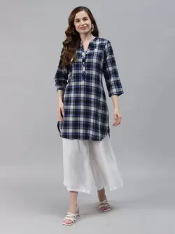 تونیک چهارخونه آبی آیانی