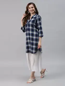 تونیک چهارخونه آبی آیانی