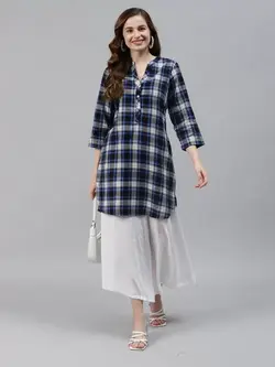 تونیک چهارخونه آبی آیانی