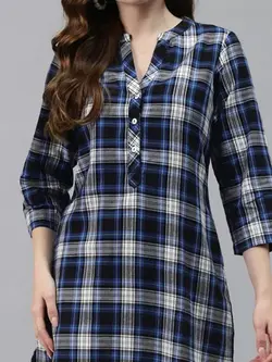 تونیک چهارخونه آبی آیانی