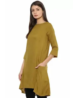 تونیک رنگ خاکی آستین سه ربع ون هیوسن