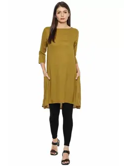 تونیک رنگ خاکی آستین سه ربع ون هیوسن