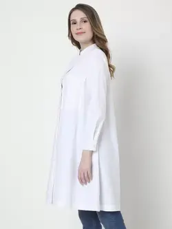 تونیک سفید رنگ دکمه دار ورومودا