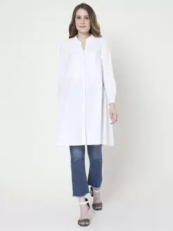 تونیک سفید رنگ دکمه دار ورومودا