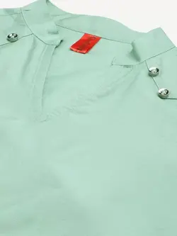 تونیک رنگ سبز روشن یقه هفت کوتین فاب