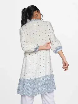 تونیک خالخالی سفید-آبی گلوبال دسی