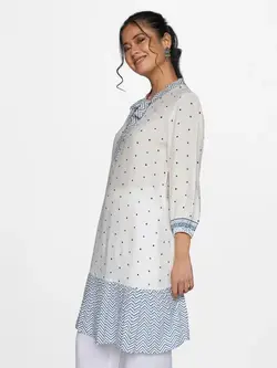 تونیک خالخالی سفید-آبی گلوبال دسی