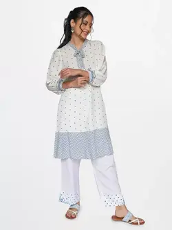 تونیک خالخالی سفید-آبی گلوبال دسی