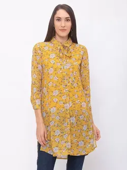 تونیک زرد رنگ طرح گل گلوباس