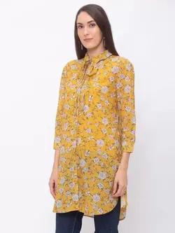 تونیک زرد رنگ طرح گل گلوباس