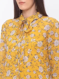 تونیک زرد رنگ طرح گل گلوباس