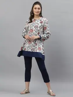 تونیک سفید رنگ طرح گل مود بای رِد