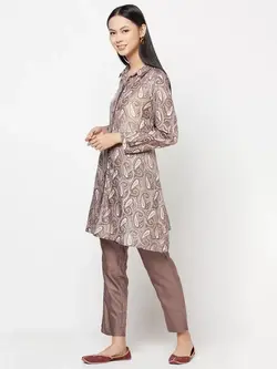 تونیک خاکستری رنگ طرح دار فاب ایندیا