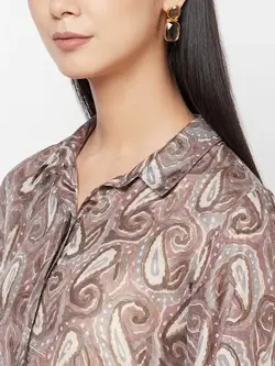 تونیک خاکستری رنگ طرح دار فاب ایندیا