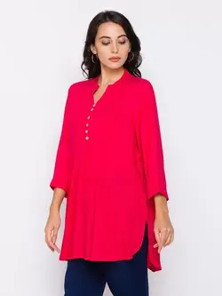 تونیک صورتی رنگ یقه ماندارین گلوباس