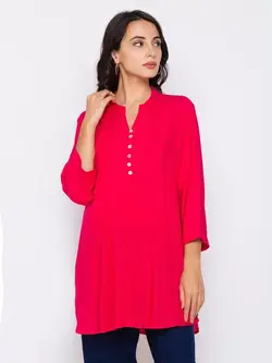 تونیک صورتی رنگ یقه ماندارین گلوباس