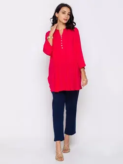 تونیک صورتی رنگ یقه ماندارین گلوباس