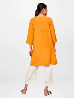 تونیک خردلی رنگ گلدوزی شده گلوبال دسی