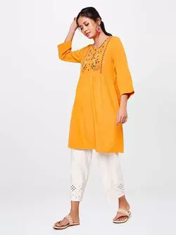 تونیک خردلی رنگ گلدوزی شده گلوبال دسی