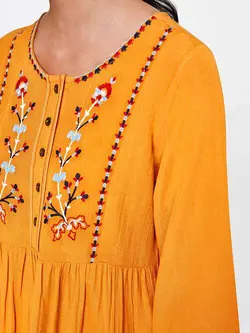 تونیک خردلی رنگ گلدوزی شده گلوبال دسی