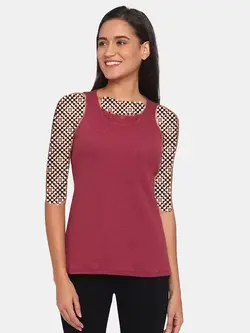 تاپ قرمز رنگ یقه تور زیوَم