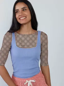 تاپ آبی رنگ یقه مربعی واندرلاو