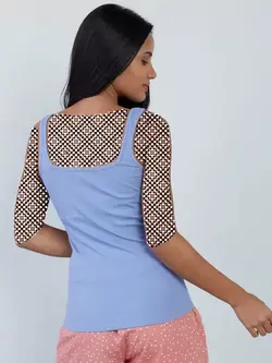 تاپ آبی رنگ یقه مربعی واندرلاو