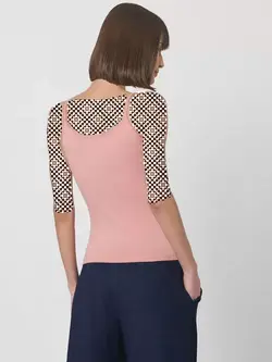 تاپ صورتی مات یقه تور ورومودا