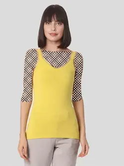 تاپ لیمویی رنگ یقه تور ورومودا