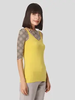 تاپ لیمویی رنگ یقه تور ورومودا