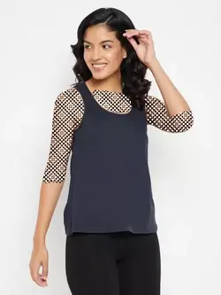 تاپ یقه گرد سورمه ای کلویا