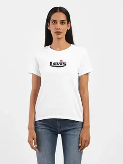 تیشرت سفید رنگ آستین کوتاه چاپدار لِویس