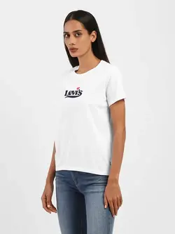 تیشرت سفید رنگ آستین کوتاه چاپدار لِویس