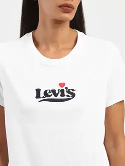 تیشرت سفید رنگ آستین کوتاه چاپدار لِویس