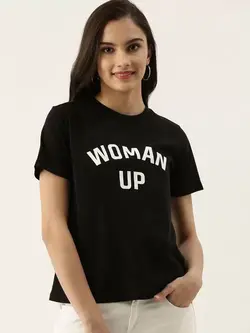 تیشرت مشکی رنگ نوشته دار آستین کوتاه زینک لندن