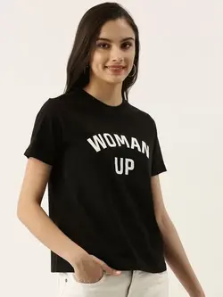 تیشرت مشکی رنگ نوشته دار آستین کوتاه زینک لندن