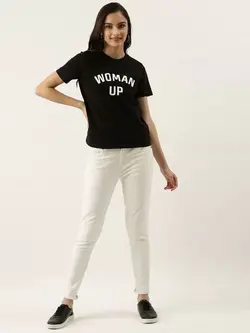 تیشرت مشکی رنگ نوشته دار آستین کوتاه زینک لندن