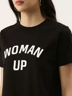 تیشرت مشکی رنگ نوشته دار آستین کوتاه زینک لندن