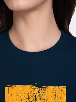 تیشرت آستین کوتاه آبی رنگ چاپدار پنبه ای بواکوف