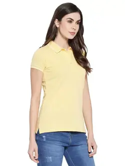 تیشرت زرد رنگ یقه دار پنبه ای مونت کارلو