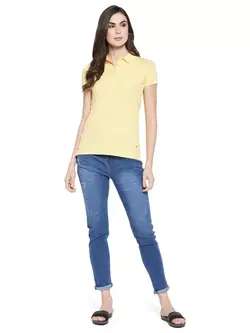 تیشرت زرد رنگ یقه دار پنبه ای مونت کارلو