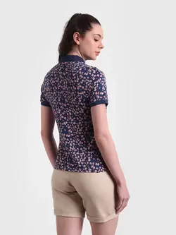 تیشرت یقه دار چاپدار آبی رنگ بنتون