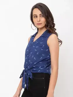 پیراهن طرح چاپدار آبی گلوباس