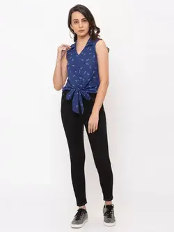 پیراهن طرح چاپدار آبی گلوباس