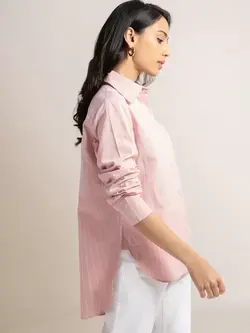 پیراهن زنانه طرح راه راه صورتی